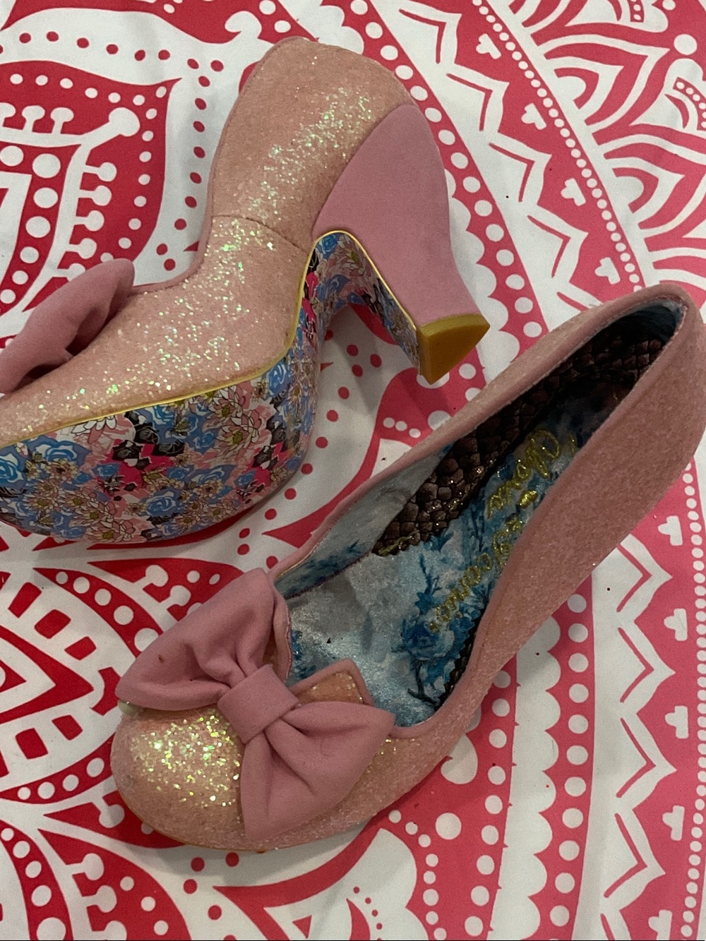 Irregular choice Pink Glitter Bow Heel Pumps - Women's Dress Heels